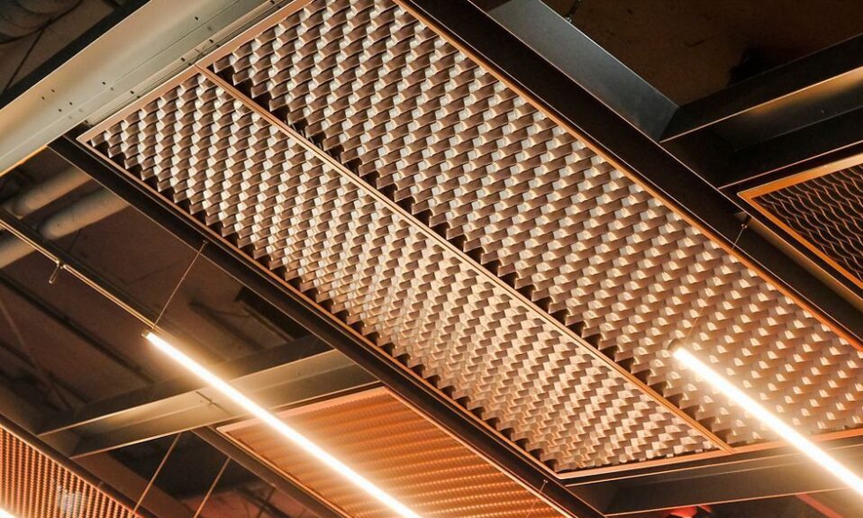 Ceiling metal mesh expanded bespoke vienna armstrong project article decorative benefits